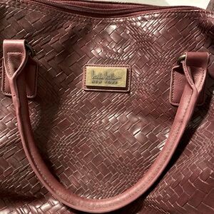 Nicole Miller Burgundy Leather Weekender Bag, Never Used
